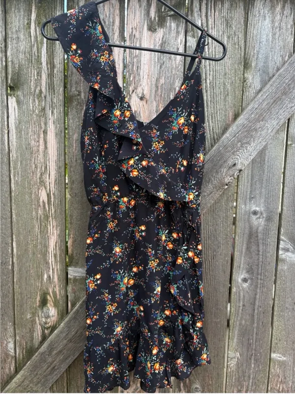 EUC SANDRO Paris Silk Petunia Floral Ruffled Sleeveless Dress Size Medium - Image 3