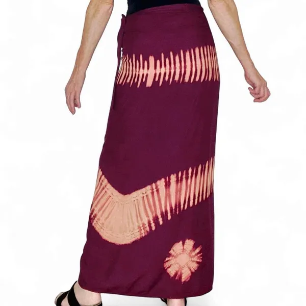 Vintage Y2K Purple Plum Tie Dye Hippie Festival Maxi Wrap Skirt - Image 6