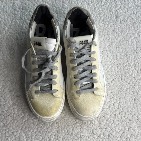 P448 Women's Cream and Gray Athletic Shoes - Image 2