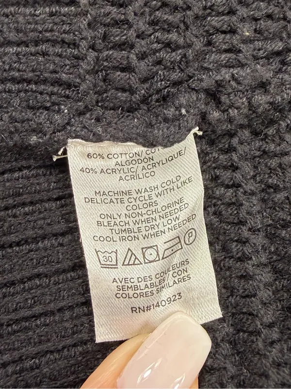 LOFT Black Button-Front Knit Cardigan Size Medium - Image 7