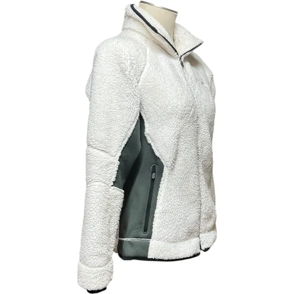 Columbia Sherpa Fleece Jacket Coat White Green Medium - Image 6