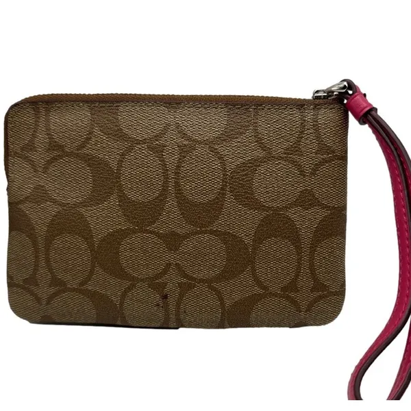 COACH Brown and Fuchsia Coated Canvas Wristlet - Image 2