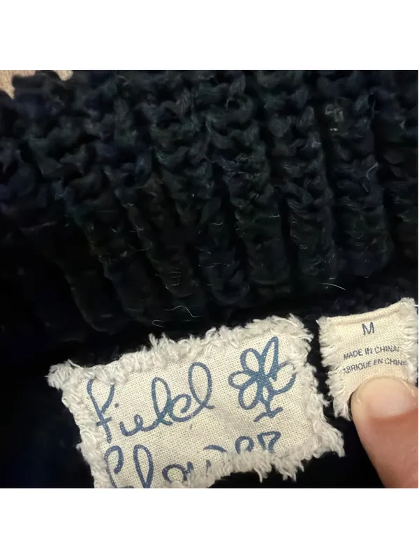 Field Flower Anthropologie Black Chunky Knit Cowl Neck Tunic Sweater Pockets M - Image 10