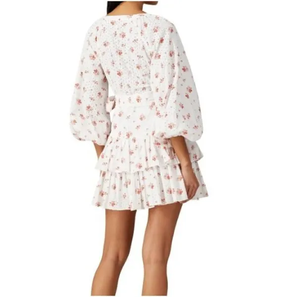 Maia Bergman Floral Wrap Dress Women XS‎ White Boho Ines Boho Cottagecore Mini - Image 2