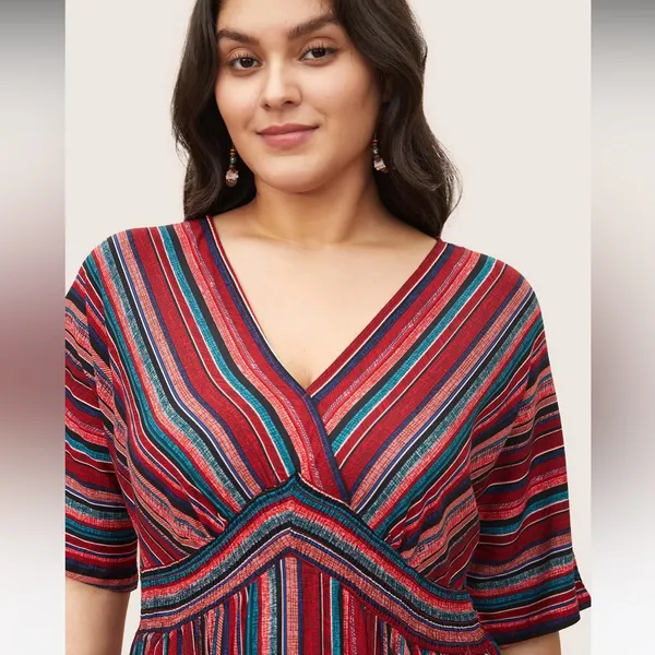 BloomChic Striped Contrast Dolman Sleeve Shirred Pocket Maxi Dress size 12 nwt - Image 4
