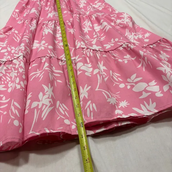 Sunday‎ Up Tiered Maxi Dress Sz M Pink Floral Boho Cottage Resortwear Vacation - Image 9