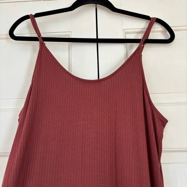 LOFT Sleeveless Midi Dress Adjustable Strap Rib Knit Button Front Size Large‎ - Image 11