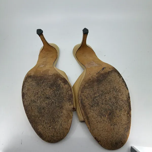 Gianni Milano Vintage Heeled Beige Leather 39 Mule - Image 5
