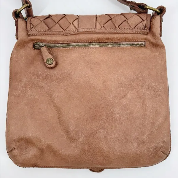 Civico 93 Genuine Leather‎ Woven Flap Crossbody Bag Brown Made in Italy - Image 4