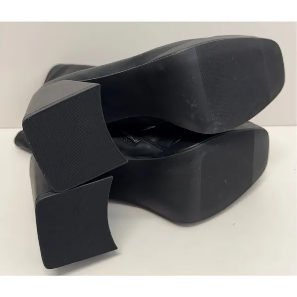 Wild Pair‎ Chunky Heel Platform Booties Black Size 9.5 Sock Like Fit Block Heel - Image 9