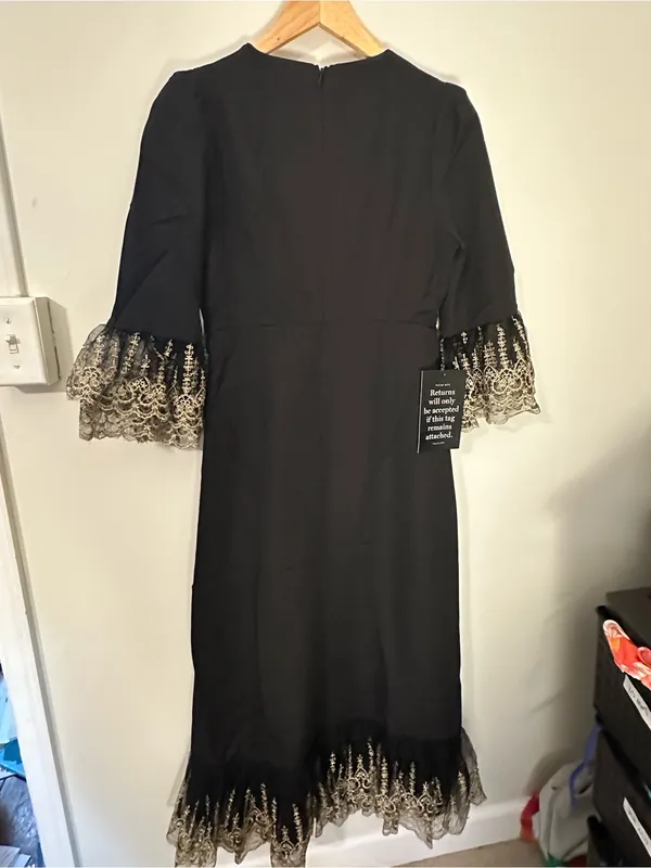 NWT Pomander Place Tuckernuck Lillith midi dress black gold medium - Image 8