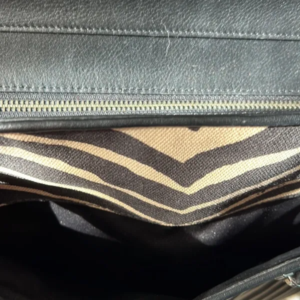 Tote zebra print in tan & black leather trim & handles EUC - Image 7