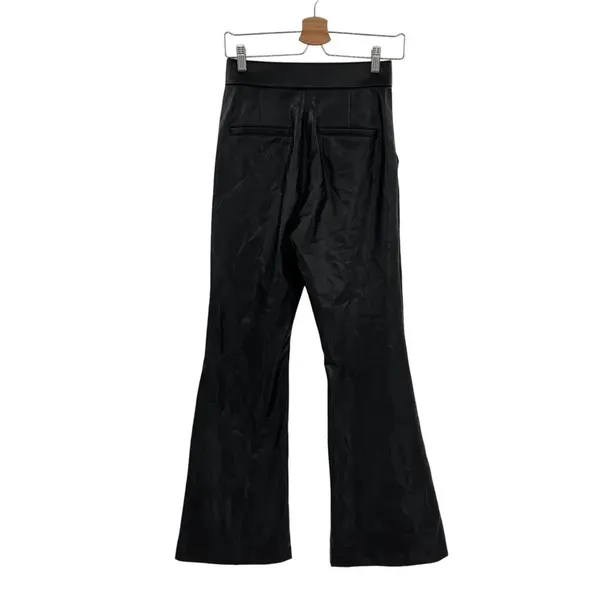 Abercrombie and Fitch Pants Flared Split Hem Vegan Leather Black Size 27 4‎ - Image 6
