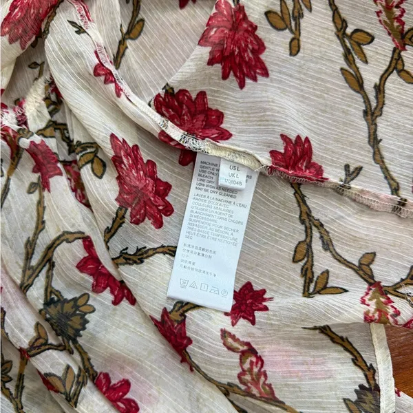 Free People Keeping Up With Kara Semi Sheer Bohemian Floral Tunic Sz Large 🧡🍄 - Image 10