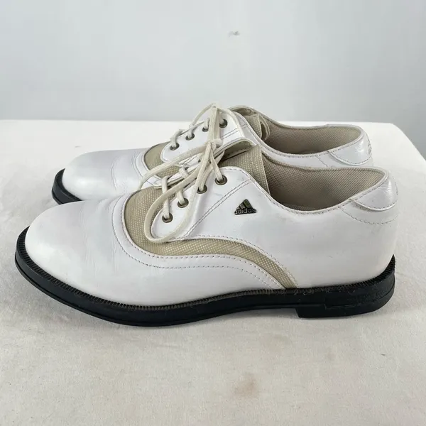 Adidas Golfing Lace Up Cleated Shoes in White Size‎ 6.5 - Image 2