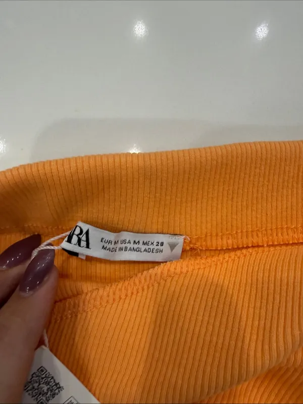 Zara Orange Ruched Mini Skirt - Image 2