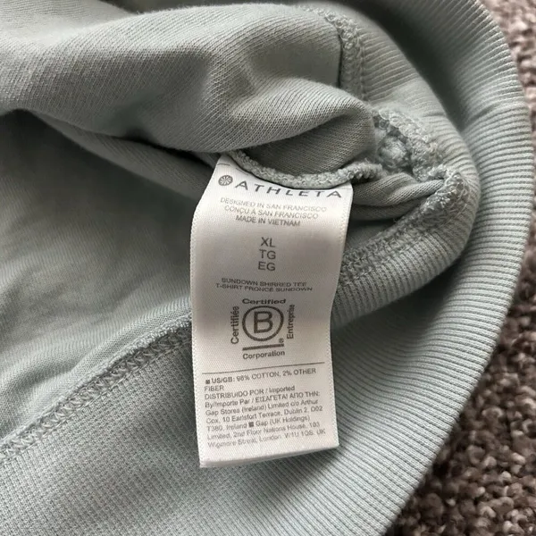 Athleta Sundown Shirred Tee Pale Green Pullover Short Sleeve Sweatshirt XL - Image 6