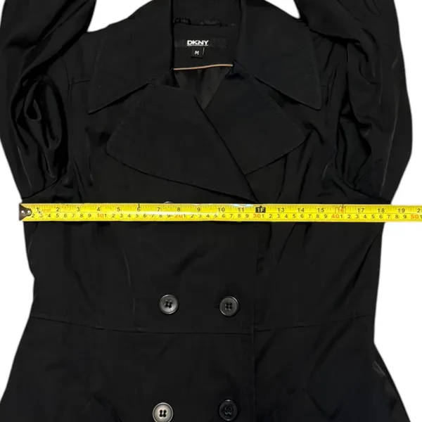 DKNY Women's Black Button Front Trench Coat Size Medium - Image 5
