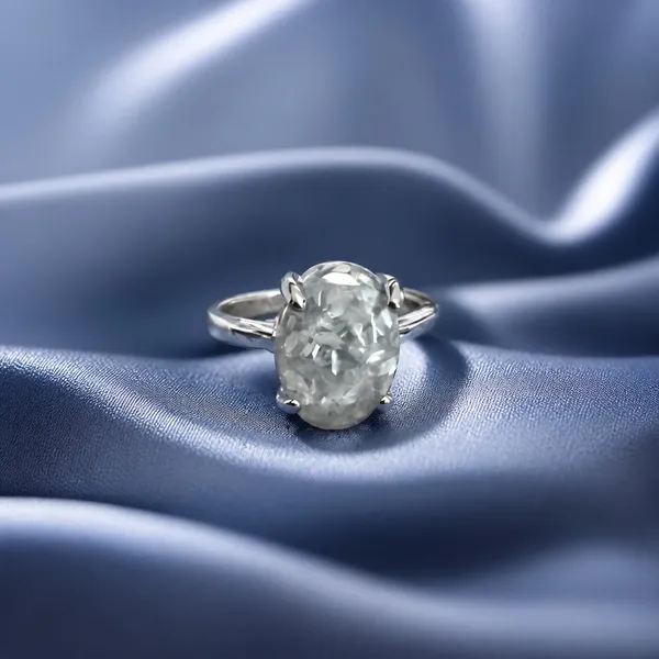 & Other Stories Gorgeous Stainless Steel Silver w/ Gorgeous Frosted Cream Color Gemstone Size 8 - Image 3