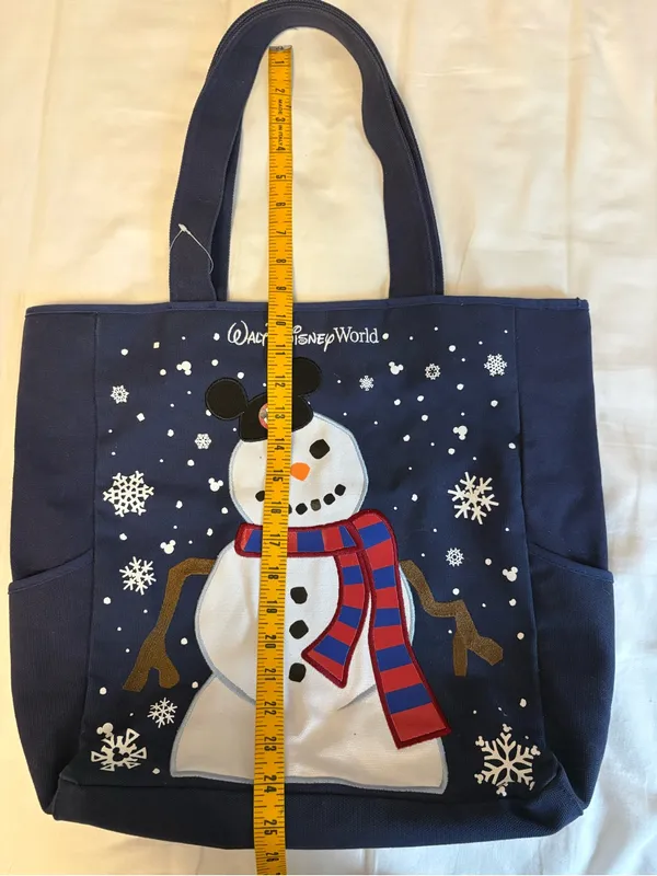 Disney Navy Snowman Tote with Red & Blue Scarf - Image 2