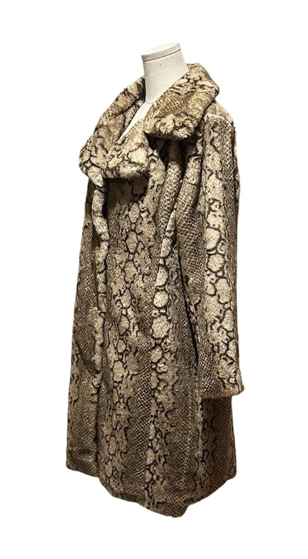Badgley Mischka Faux Fur Coat with Snake Print Size Medium - Image 2