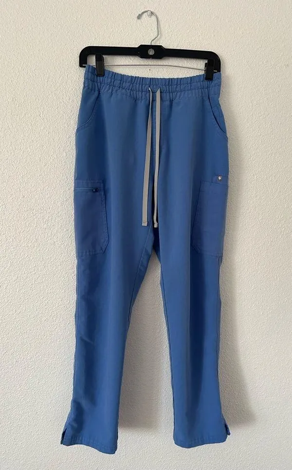 FIGS High Waisted Yola Skinny Scrub Pants in capri blue sz small - Image 3