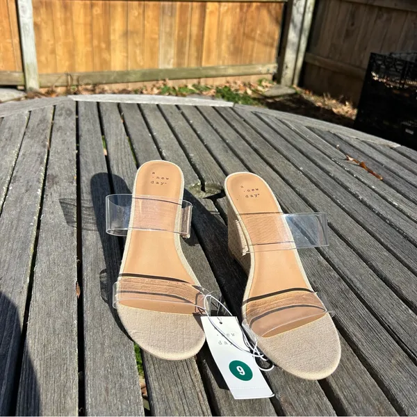 Nwt a New Day‎ Womens Ansel Double Band Open Toe Wedge Heels size 9 - Image 3