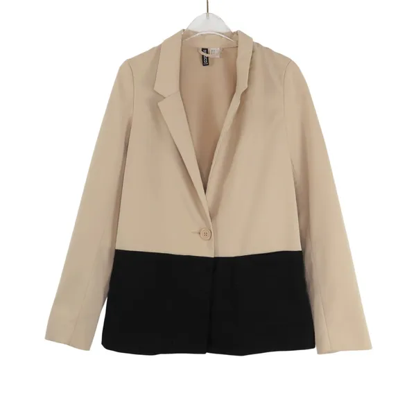 H&M Divided Beige Black Colorblock Blazer Jacket Size 2 XS Minimalist Classic - Image 2