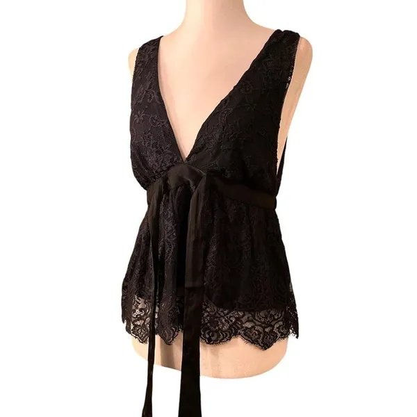 FREE PEOPLE NWT Peplum Black Lace Babydoll Tank - Image 4