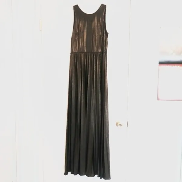 Donna Morgan Gold/Bronze Metallic Sleeveless Formal Maxi Dress - Image 3