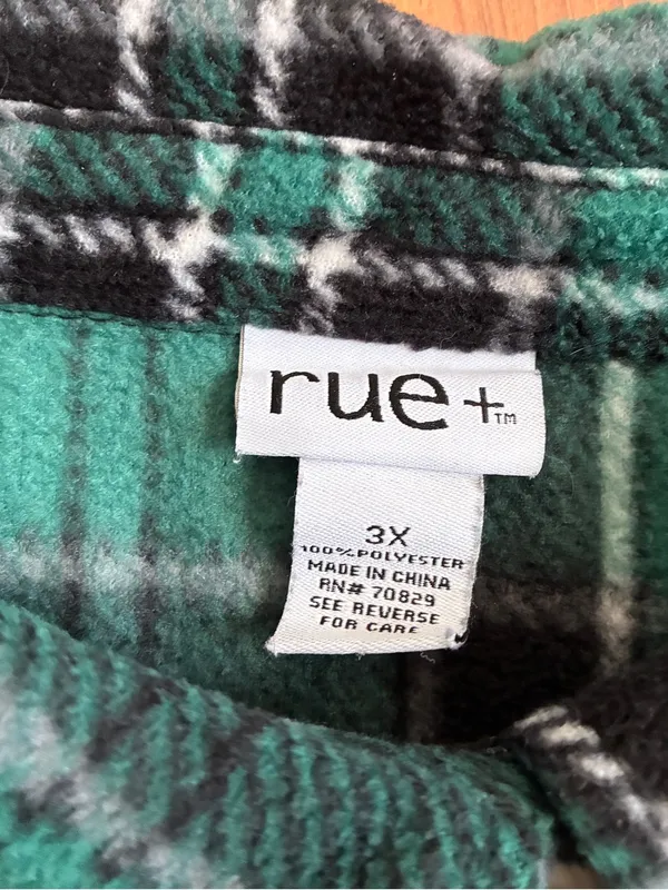 rue21 Plus Size Green & Black Plaid Flannel Shirt Size 3X - Image 4
