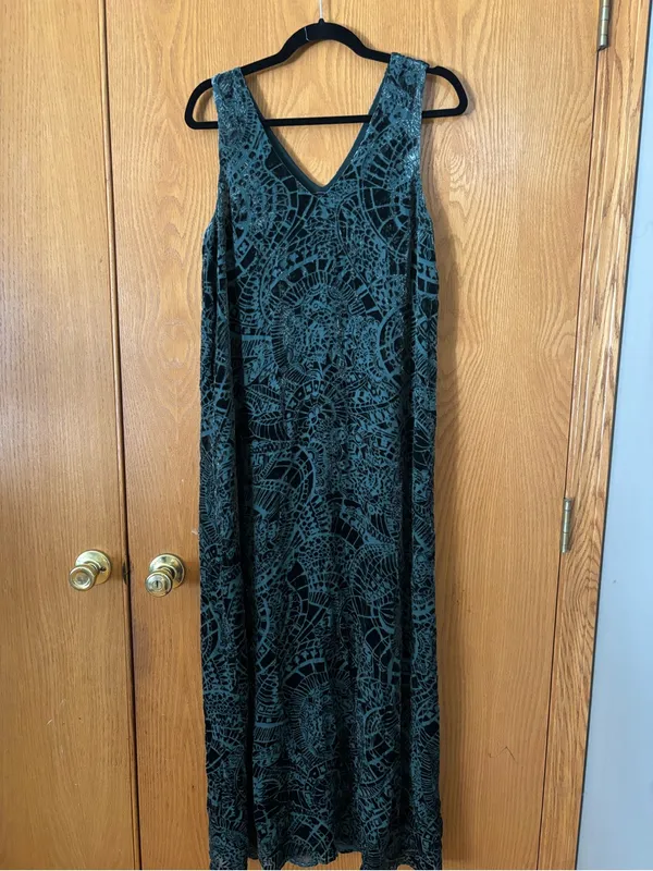 Johnny Was Teal Lace V-Neck Maxi Dress - Image 3