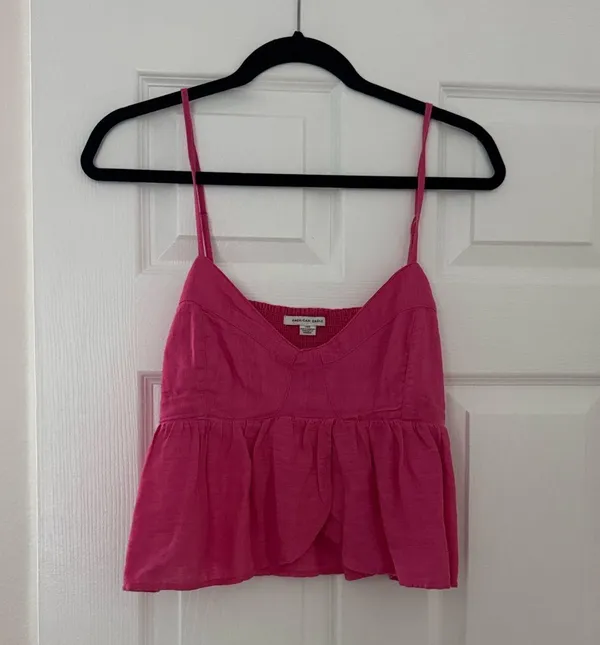 American Eagle Pink Linen Top - Image 3