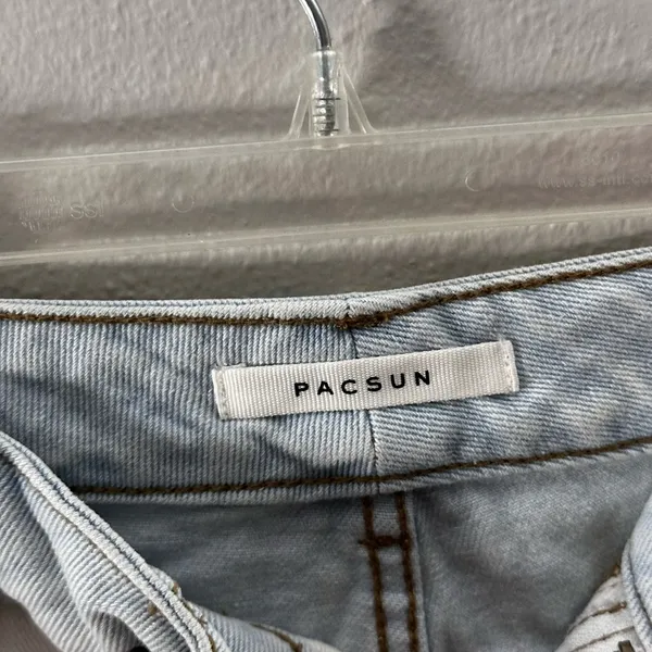 Pacsun Women Denim Blue Patched Mom Shorts‎ Y2K size 25 - Image 4