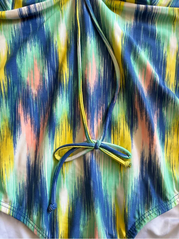 Shoshanna Ikat Rio Vista Bandeau Beaded Halter Maillot one piece Swimsuit Sz 10 - Image 7