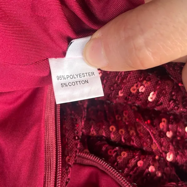 Y2K Luxe Dress Red Sequin Mini Dress Sz S Mesh Cutout Clubwear Glam Holiday NYE - Image 12