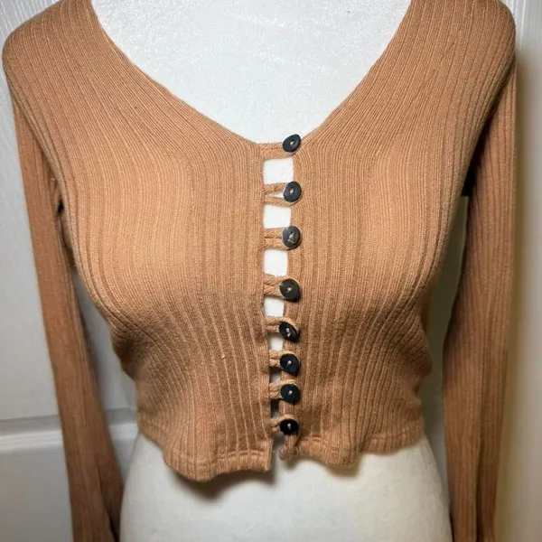 Reformation Gellar‎ Knit Top Color Buff Size XXS NWOT - Image 2