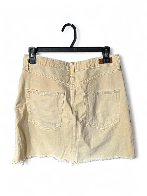 Abercrombie & Fitch Zoey Style Denim Mini Skirt A-Line Butter Yellow Raw Hem Y2K - Image 2