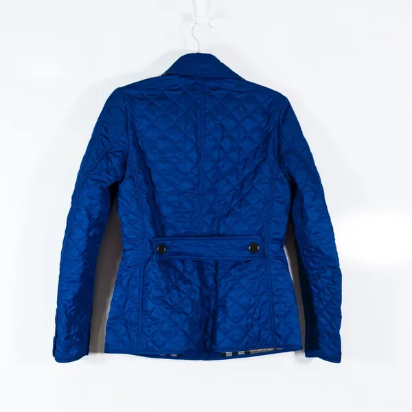 Burberry Brit Women's Button Front Collared Quilted Lightweight Jacket Blue XS - Image 4