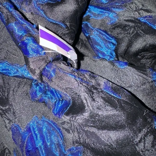 Lulus Elegant Taste Black and Blue‎ Floral Jacquard Mini Dress Size Large New - Image 5