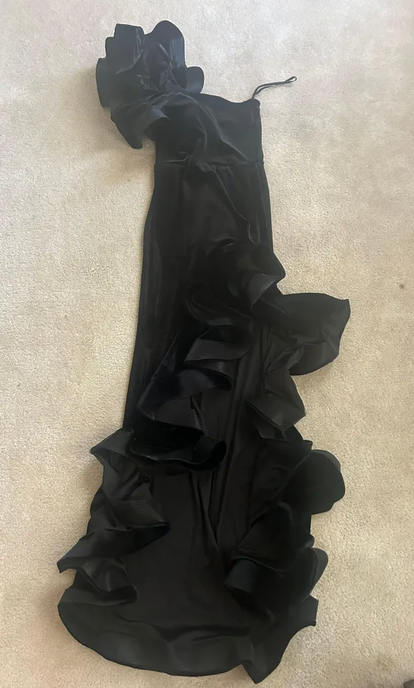 Windsor Beatrice Formal Velvet Ruffle High Low Dress - Image 4