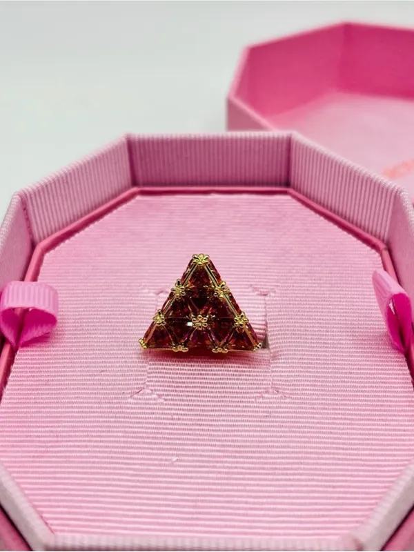 Swarovski Crystal Triangle Ring in Pink Gift Box - Image 2