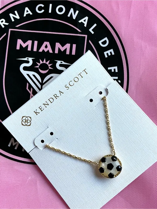 Kendra Scott Gold Soccer Pendant Necklace - Black & White - Image 2