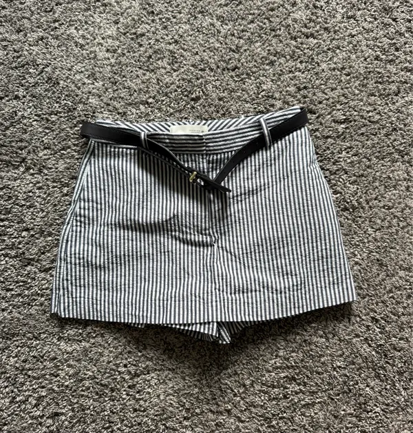 Zara Belted Navy Striped Mini Skort - Image 4