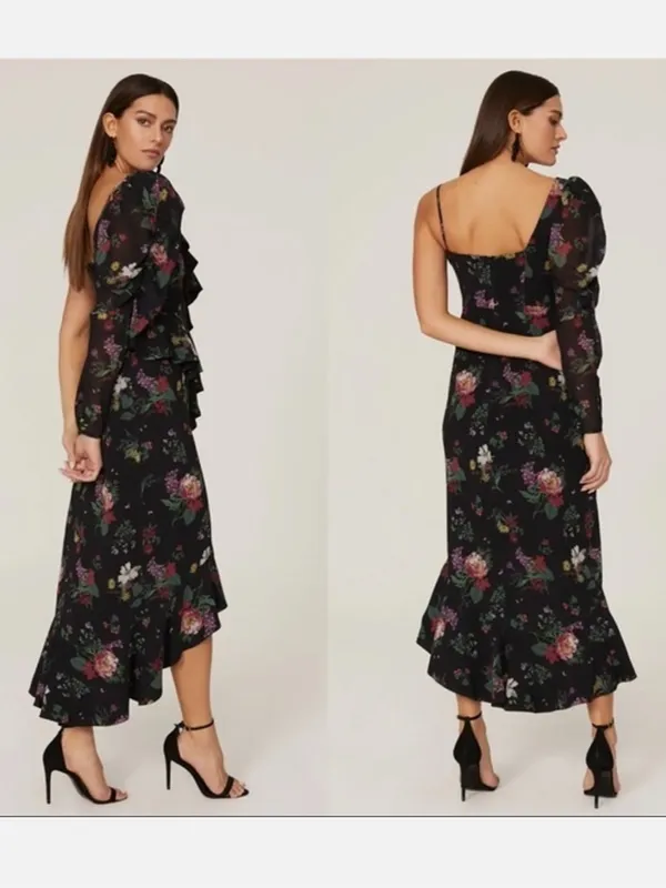 AMUR Pasqualena One Shoulder Dress in Floral Print - Image 2