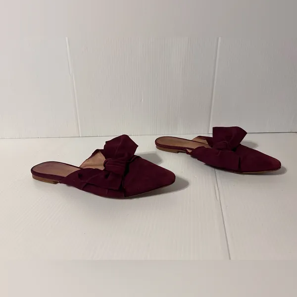 Madewell burgundy pointy toe bow slide mules shoes size 7.5 - Image 2