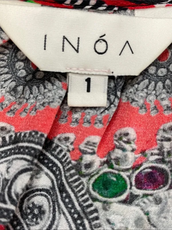 INOA Red Mixed-Print Silk Spaghetti-Strap Maxi Dress - Image 5