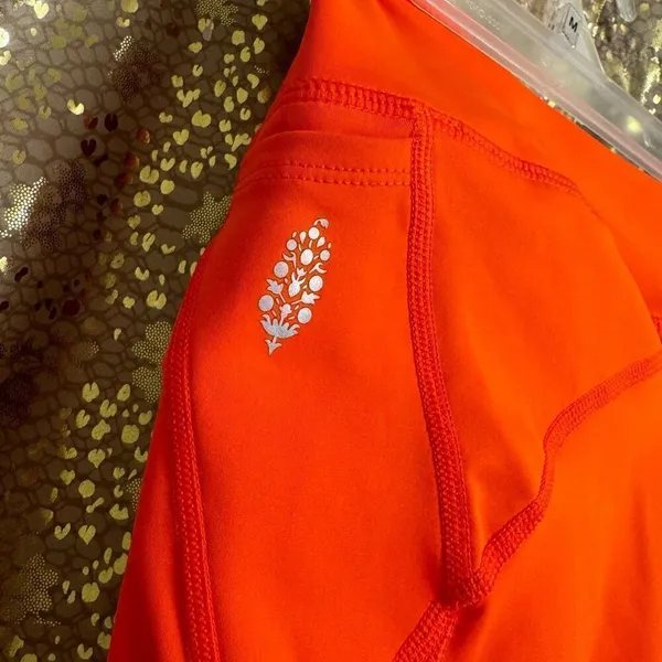 Free People Movement Space Race Orange Bike Shorts Medium NWOT - Image 4