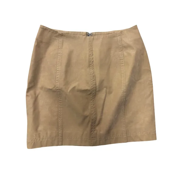 Free People Skirt Size 4 Modern Femme Vegan Leather Mini Camel Tan High Waisted - Image 3