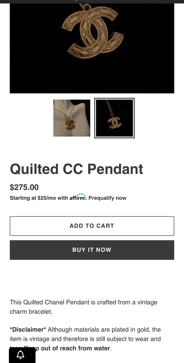 designer logo pendant on chain necklace Gold - Image 5